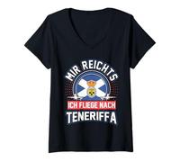 Mujer Tenerife Isla Canario Verano Vacaciones Playa Divertido Camiseta Cuello V
