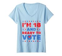 Mujer Tengo 18 años y Estoy Listo para Votar, Elección de votantes por Primera Vez 2024 Camiseta Cuello V