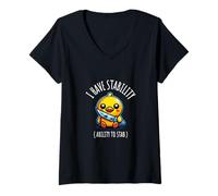 Mujer Tengo capacidad de estabilidad para apuñalar pato Meme Funny Duck Stab Camiseta Cuello V