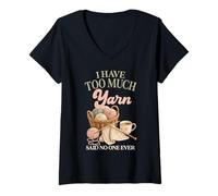 Mujer Tengo Demasiado Hilo Dijo Que Nadie tejió Nunca Humor Camiseta Cuello V