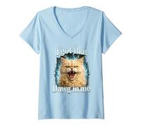 Mujer Tengo Ese Dawg en mí Gato Camisa Divertido Enojado Tabby Camiseta Cuello V