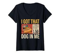 Mujer Tengo Ese Perro Dentro de mí, Divertido Hot Dog Retro Vintage Camiseta Cuello V