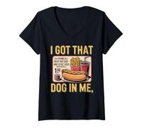Mujer Tengo Ese Perro en mí, me Encanta la Comida para Salchichas, Patatas Fritas, refresco, Retro Camiseta Cuello V