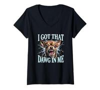 Mujer Tengo Ese tío en mí - Funny Attitude, Amante de los Perros, Chihuahua Camiseta Cuello V