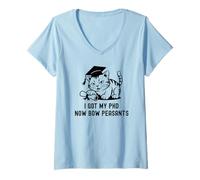 Mujer Tengo mi doctorado ahora Bow Peasants | Doctorado en amantes de los gatos, PhD Cat Camiseta Cuello V