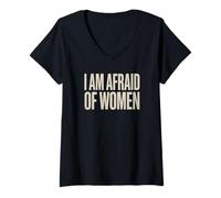 Mujer Tengo miedo de las mujeres Fuuny Halterofilia Camiseta Cuello V