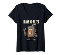 Mujer Tengo No Filtro Divertido HVAC Horno Humor Calefacción Tecnología Camiseta Cuello V