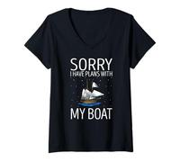 Mujer Tengo Planes con Mi Barco Este Fin Navegar en Soledad Camiseta Cuello V