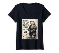 Mujer Tengo Que Decir Cosas Raras o moriré - Funny Samurai Frog Camiseta Cuello V