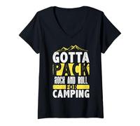 Mujer Tengo Que empacar Rock and Roll para Acampar Camiseta Cuello V