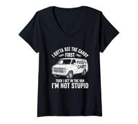 Mujer Tengo Que Ver los Dulces Primero y Luego me meto en la Furgoneta -Halloween Camiseta Cuello V