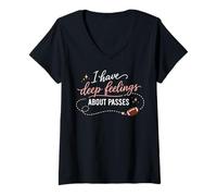 Mujer Tengo Sentimientos Profundos sobre LOS PASES | Fútbol Divertido para Mujeres Camiseta Cuello V