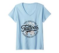 Mujer Tengo Tatuajes Realmente geniales aquí Pero Soy frío Divertido Camiseta Cuello V