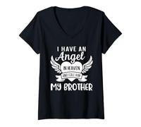 Mujer Tengo un ángel en el Cielo y lo llamo mi Hermano guardián Camiseta Cuello V