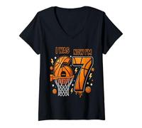 Mujer Tenía 6 años Ahora Tengo 7 Unicornio Séptima Fiesta temática Camiseta Cuello V