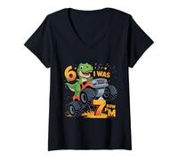 Mujer Tenía Seis años, Ahora Tengo Siete años, Dinosaurio 67 Meme, séptimo cumpleaños, niños Camiseta Cuello V