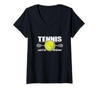 Mujer Tenis Déjalo Todo en la cancha Pelota Deportes Camiseta Cuello V