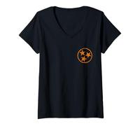 Mujer Tennessee Flag, Vintage Distressed Print Tennessee Tri-Star Camiseta Cuello V