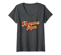 Mujer Tennessee Mom Vintage Patchwork State Design Camiseta Cuello V