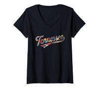 Mujer Tennessee Patchwork Script Southern Pride Women's Camiseta Cuello V