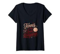 Mujer Tennis is My Love Language Player Raqueta Ball Aficionado a los Deportes Camiseta Cuello V