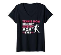 Mujer Tennis Mom Bascially The Best Mom Ever Gift Camiseta Cuello V