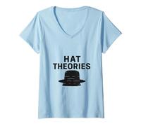 Mujer Teorías del sombrero de conspiración desatadas Camiseta Cuello V