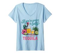 Mujer Tequila Divertido si Vas a Estar Salado Camiseta Cuello V