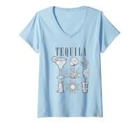 Mujer Tequila Icons with Margarita Salt Lime Sun Camiseta Cuello V