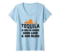 Mujer Tequila is Now in Charge Good Luck and God Bless Margarita Camiseta Cuello V