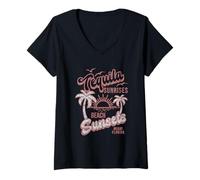 Mujer Tequila Sunrises Beach Sunsets Miami Florida Camiseta Cuello V