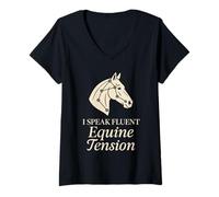 Mujer Terapia de masaje equino Cuidado del caballo Animal Body work Humor Camiseta Cuello V