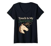 Mujer Terapia de masaje equino Cuidado del caballo Animal Body work Humor Camiseta Cuello V