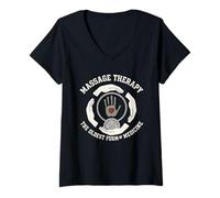 Mujer Terapia de masaje La forma más antigua de medicina Camiseta Cuello V