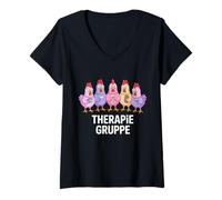 Mujer Terapia Grupo Noche Chicas Pollos Chicas Camiseta Cuello V