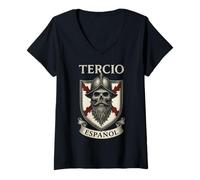Mujer Tercio Español Cruz Borgoña Flandes Soldado España Camiseta Cuello V