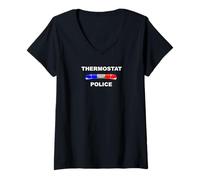 Mujer Termostato Policía Camiseta Cuello V