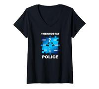Mujer Termostato Policía Camiseta Cuello V