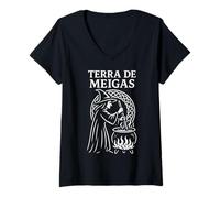 Mujer Terra De Meigas Galicia Bruja Celta Mitología Gallega Camiseta Cuello V