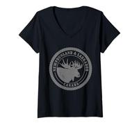 Mujer Terranova y Labrador Canadá Alce Vintage Naturaleza Canadiense Camiseta Cuello V