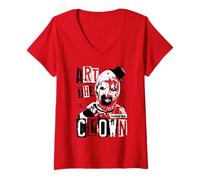 Mujer Terrifier Art The Clown Bloody Face Contrast Horror Movie Camiseta Cuello V