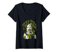 Mujer Terrifier Green Splatter Art The Clown Portrait Horror Movie Camiseta Cuello V