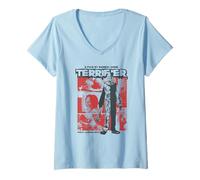 Mujer Terrifier Two Tone Art Collage Horror Movie Camiseta Cuello V