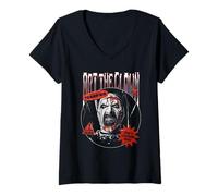 Mujer Terrifier Warning Stickers Art The Clown Horror Movie Camiseta Cuello V