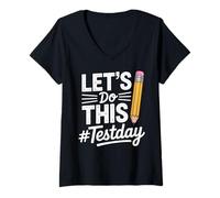 Mujer Test Day Lets Do This Pencil State Testing Teacher Camiseta Cuello V