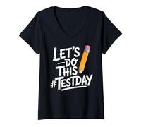 Mujer Test Day Lets Do This Pencil State Testing Teacher Camiseta Cuello V