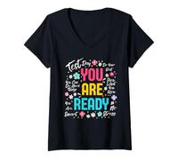 Mujer Test Day You Are Ready Motivational Student Teacher Camiseta Cuello V