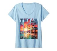 Mujer Texas 1845 Viaje de Vacaciones South Padre Island Camiseta Cuello V