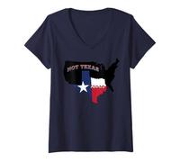 Mujer Texas contra no Texas Lone Tex Austin Dallas San Antonio Roots Camiseta Cuello V