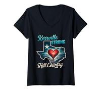 Mujer Texas Fuerte Kerrville Strong Hill Country Texas Apoyo Camiseta Cuello V